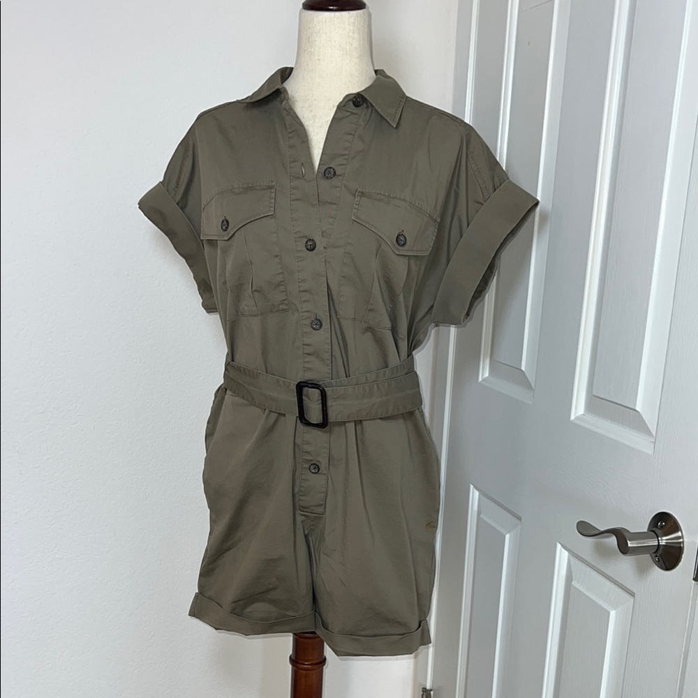 Banana Republic Chic Olive Button-Up Romper with Belt - Picture 7 of 11